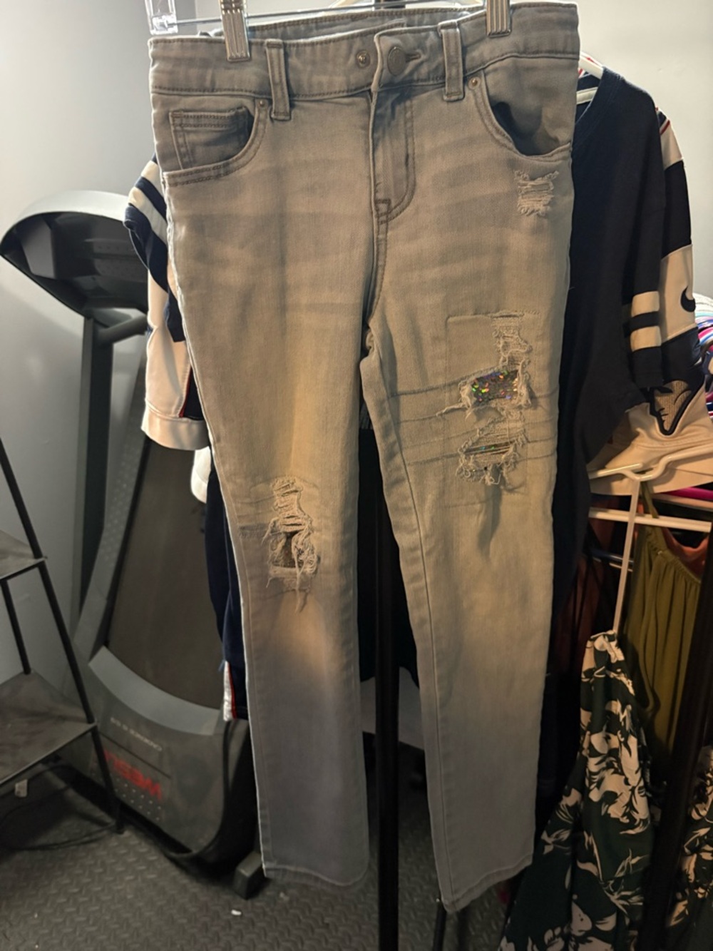 Cat & Jack Gray Distressed Skinny Jeans